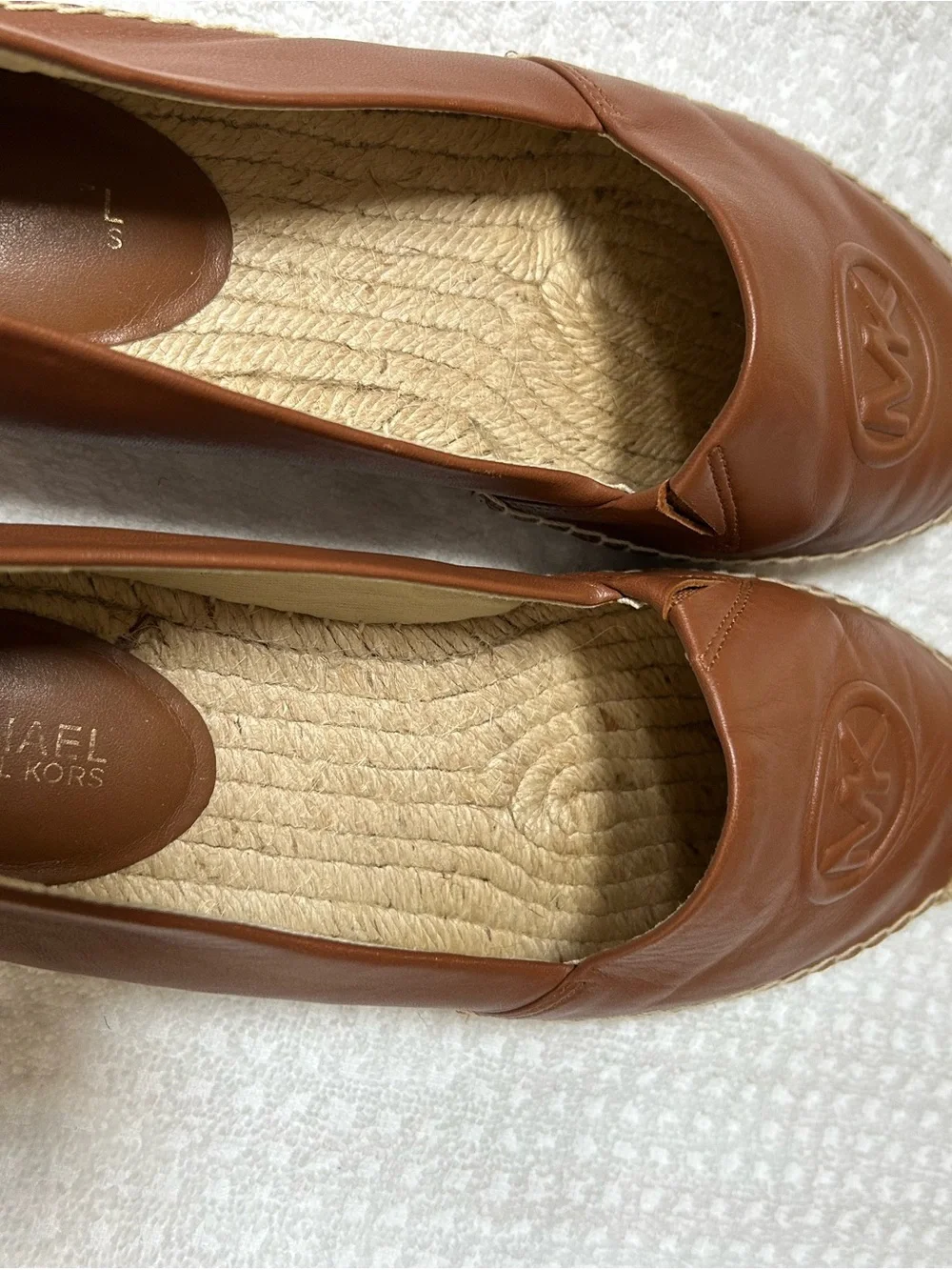 Michael Kors Cognac Leather MK Espadrille Flats